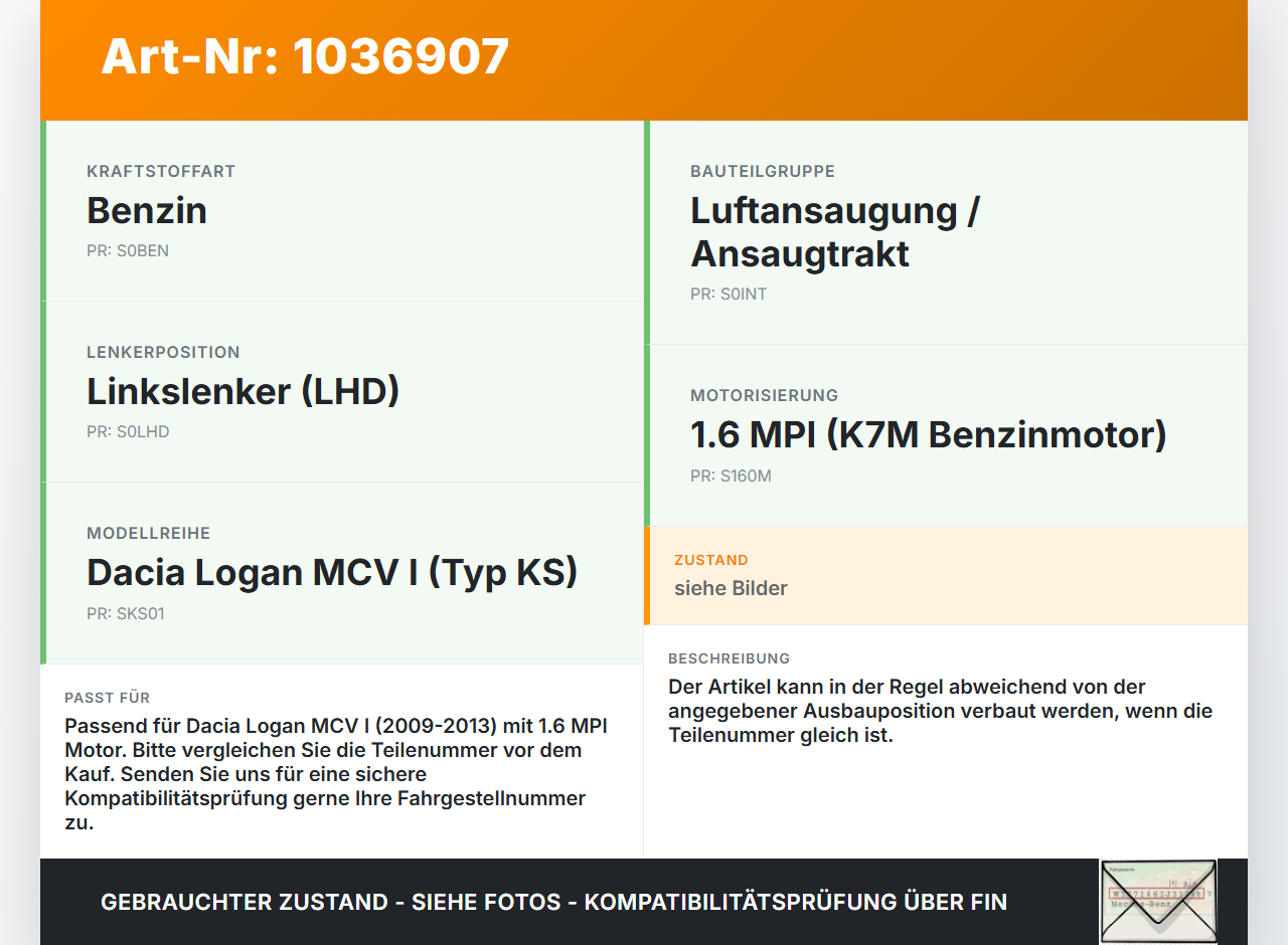 Dacia Logan MCV I KS 09-13 MPI 1,6 64KW Ansaugrohr Luftschlauch Ansaugschlauch Dacia Logan MCV I KS 09-13... Vorschau 3