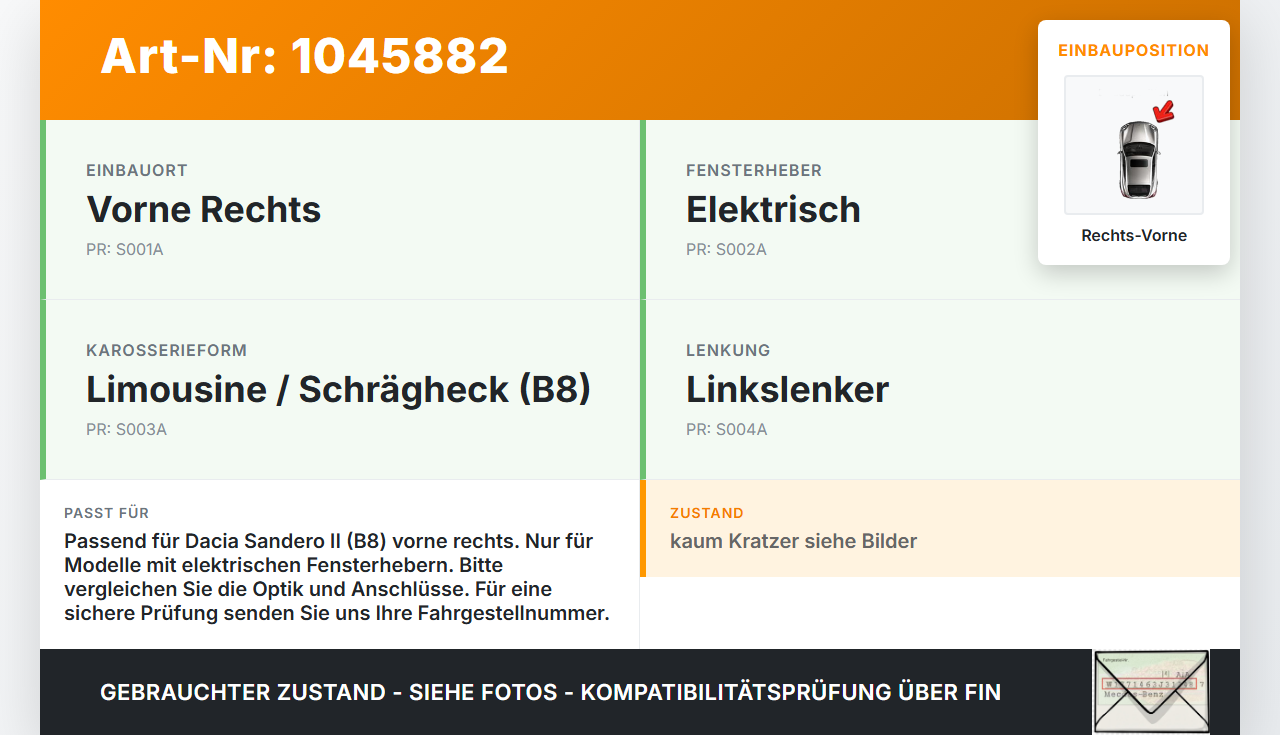 Dacia Sandero II B8 15-19 Lim Fensterheberschalter Schalter Rechts Vorne Dacia Sandero II B8 15-19 19.12.2014... Vorschau 3