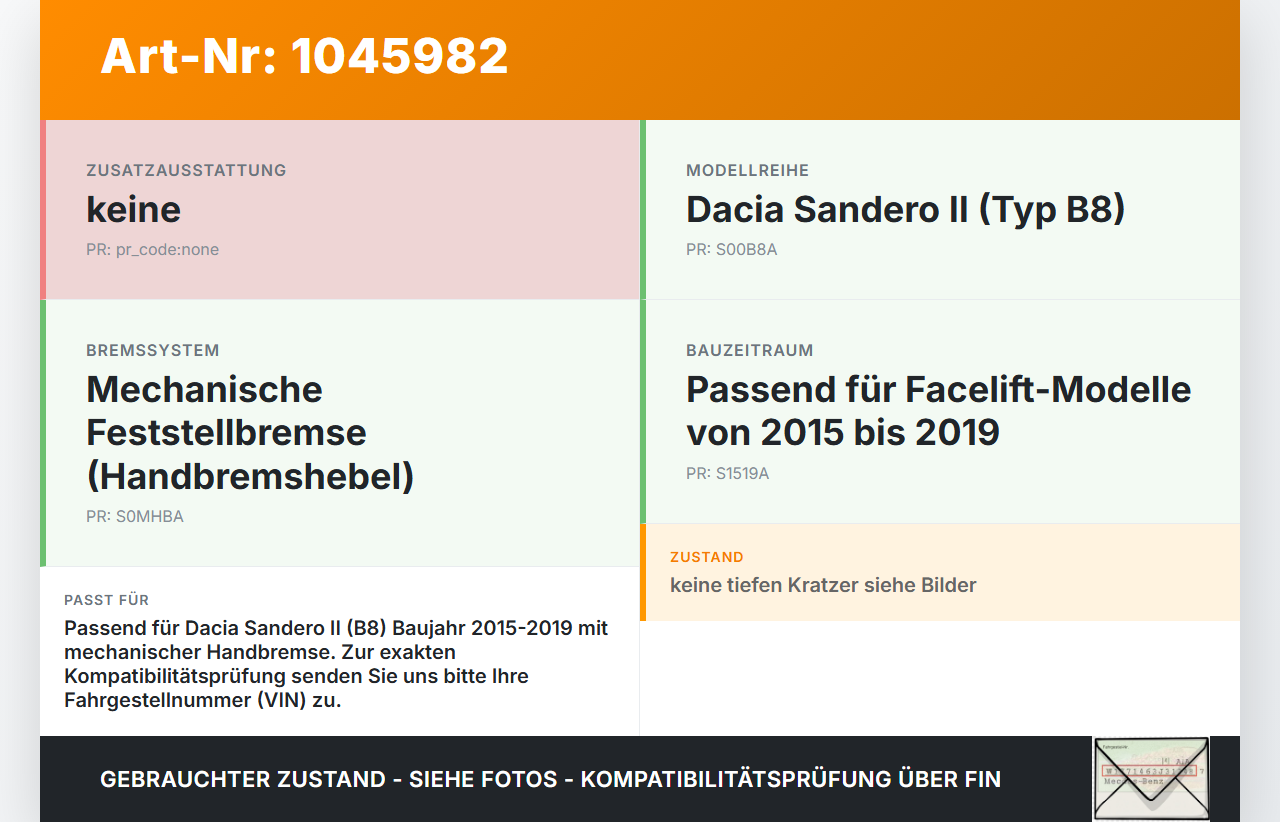 Dacia Sandero II B8 15-19 Handbremshebel Hebel für Handbremse Bremshebel Dacia Sandero II B8 15-19 19.12.2014 gebraucht Vorschau 3