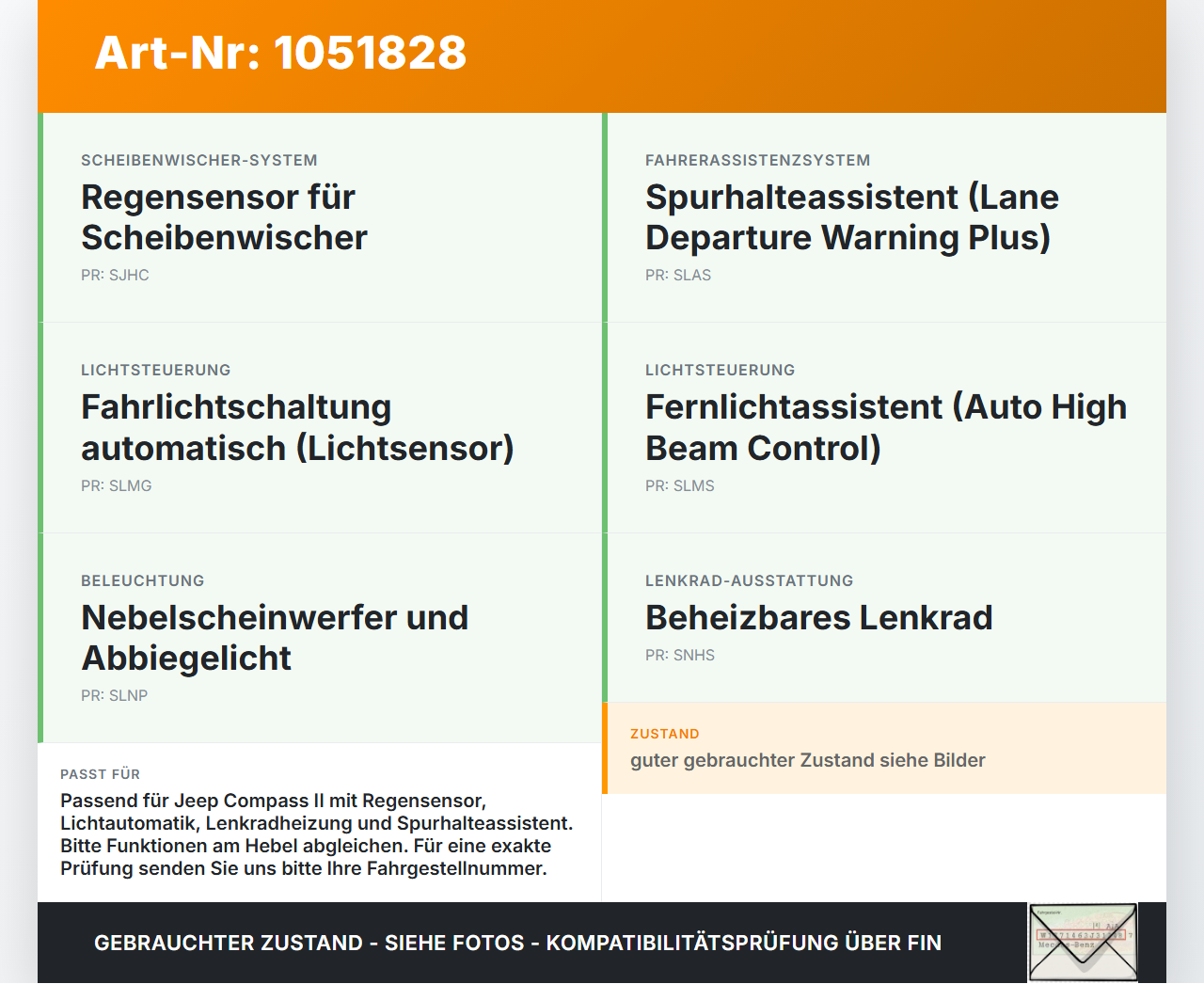 Jeep Compass II 17-21 Lenkstockschalter Blinker Wischer Kombischalter Jeep Compass II 17-21 12.08.2019 6UE08LXHAA... Vorschau 3