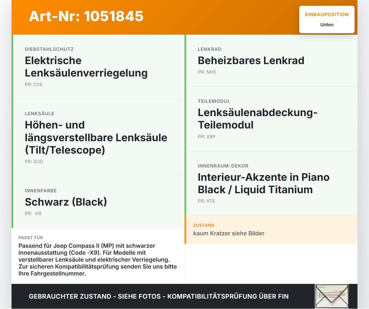 Jeep Compass II 17-21 Verkleidung Abdeckung Unten für Lenksäule Jeep Compass II 17-21 12.08.2019 6FZ24DX9AA gebraucht Vorschau 3