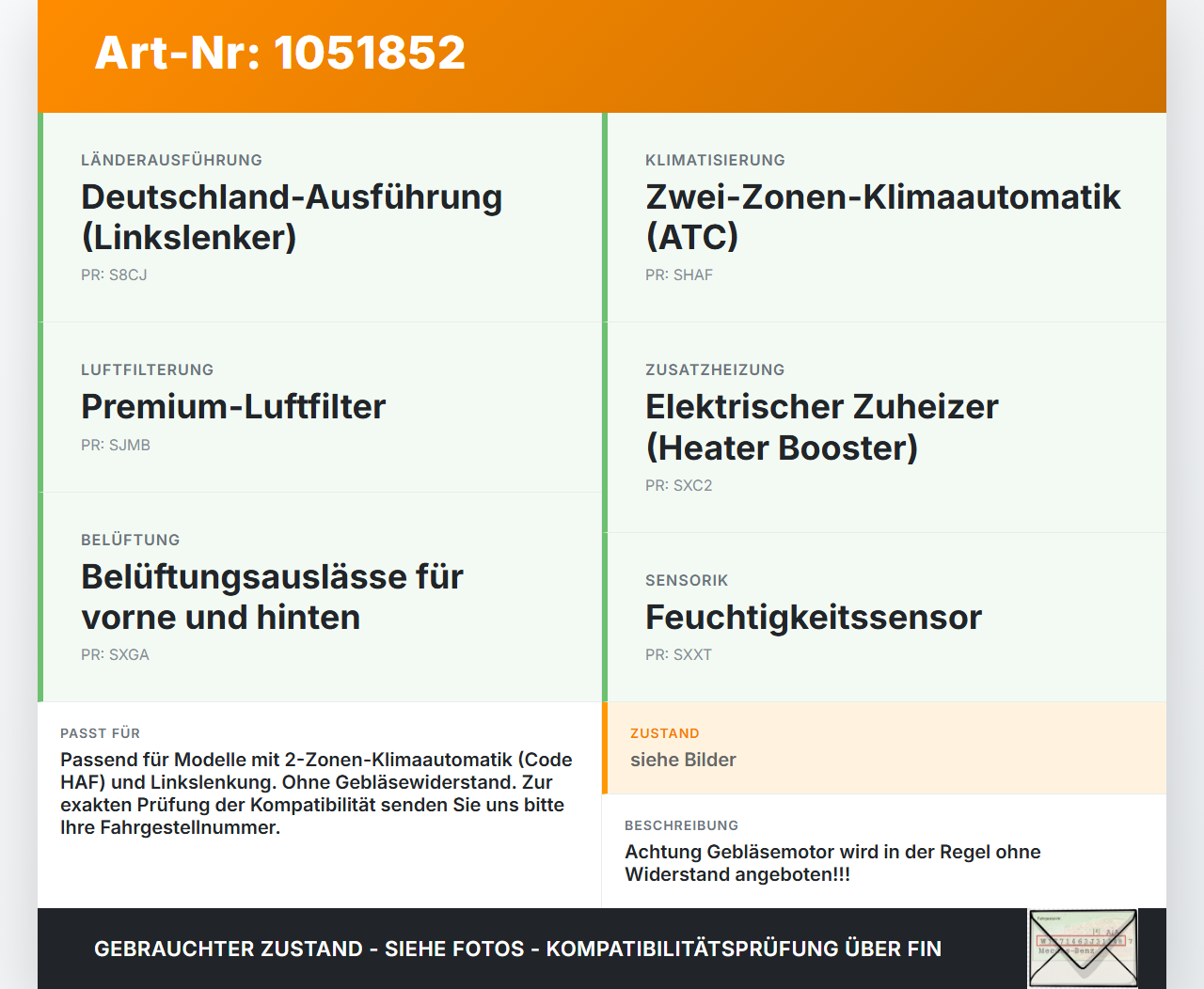 Jeep Compass II 17-21 Gebläsemotor Lüftermotor Heizungsgebläse Jeep Compass II 17-21 12.08.2019 gebraucht Vorschau 3