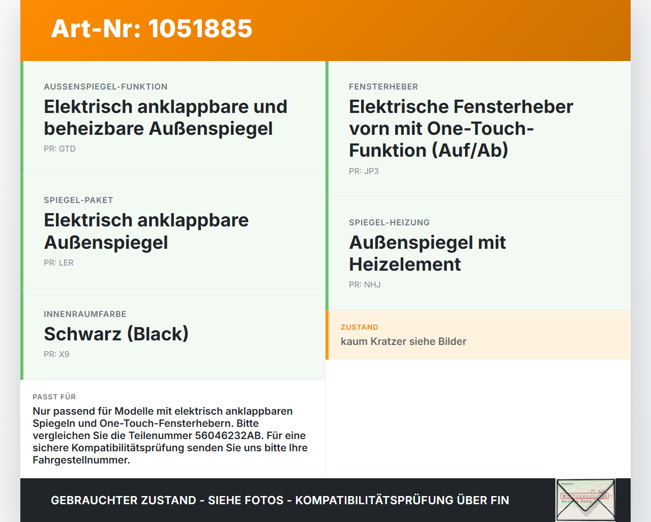 Jeep Compass II 17-21 Schalter Spiegelverstellung Außenspiegel Jeep Compass II 17-21 12.08.2019 56046232AB gebraucht Vorschau 3