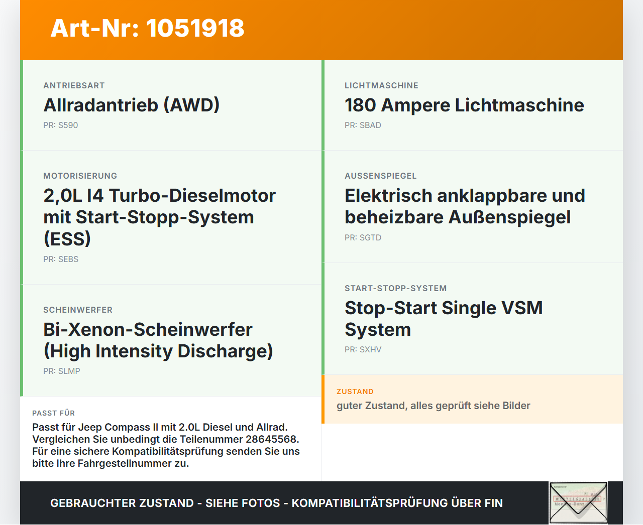 Jeep Compass II 17-21 2,0D 103KW Sicherungskasten Zentralelektrik Jeep Compass II 17-21 12.08.2019 28645568... Vorschau 3