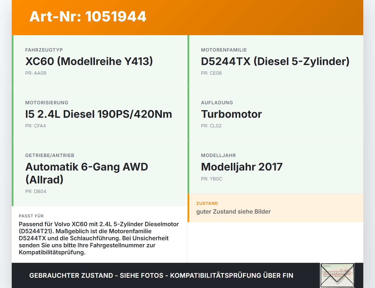 Volvo XC60 156 13-17 2,4 140KW MAP Sensor Ladedrucksensor mit Schlauchleitung Volvo XC60 156 13-17 23.11.2016... Vorschau 3