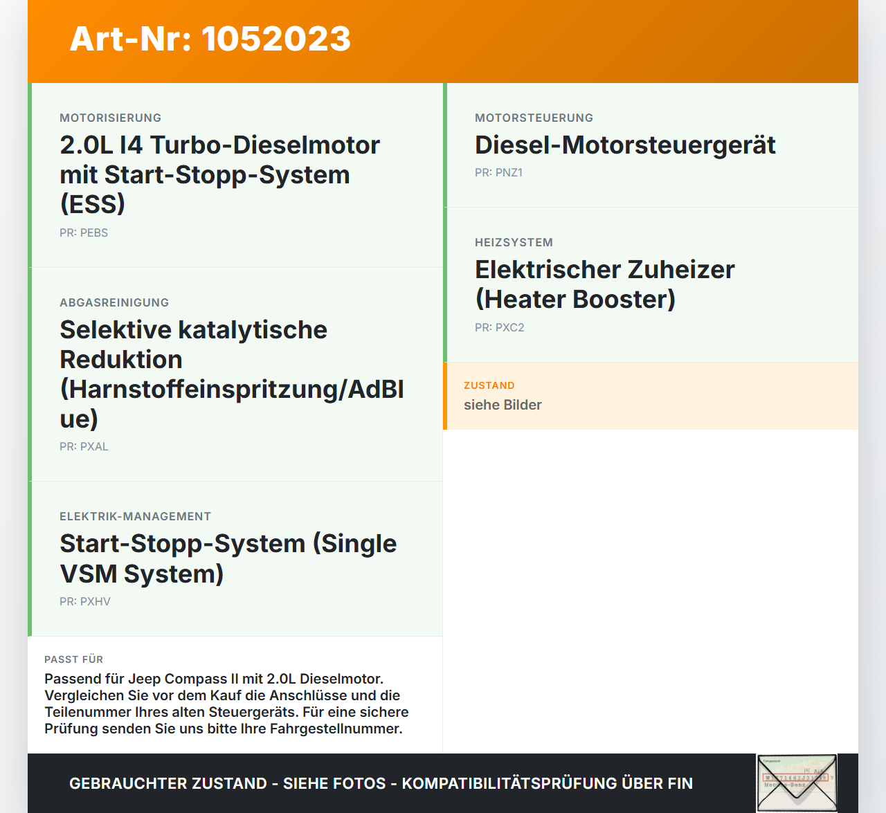 Jeep Compass II 17-21 Glühzeitsteuergerät Vorglührelais 4-Zylinder Jeep Compass II 17-21 12.08.2019 68254974AA... Vorschau 3