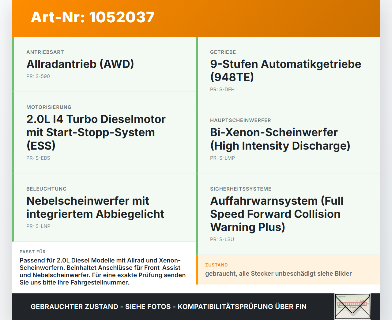 Jeep Compass II 17-21 2,0D 103KW Kabelbaum Front Leitungssatz Jeep Compass II 17-21 12.08.2019 P68408869AB gebraucht Vorschau 3