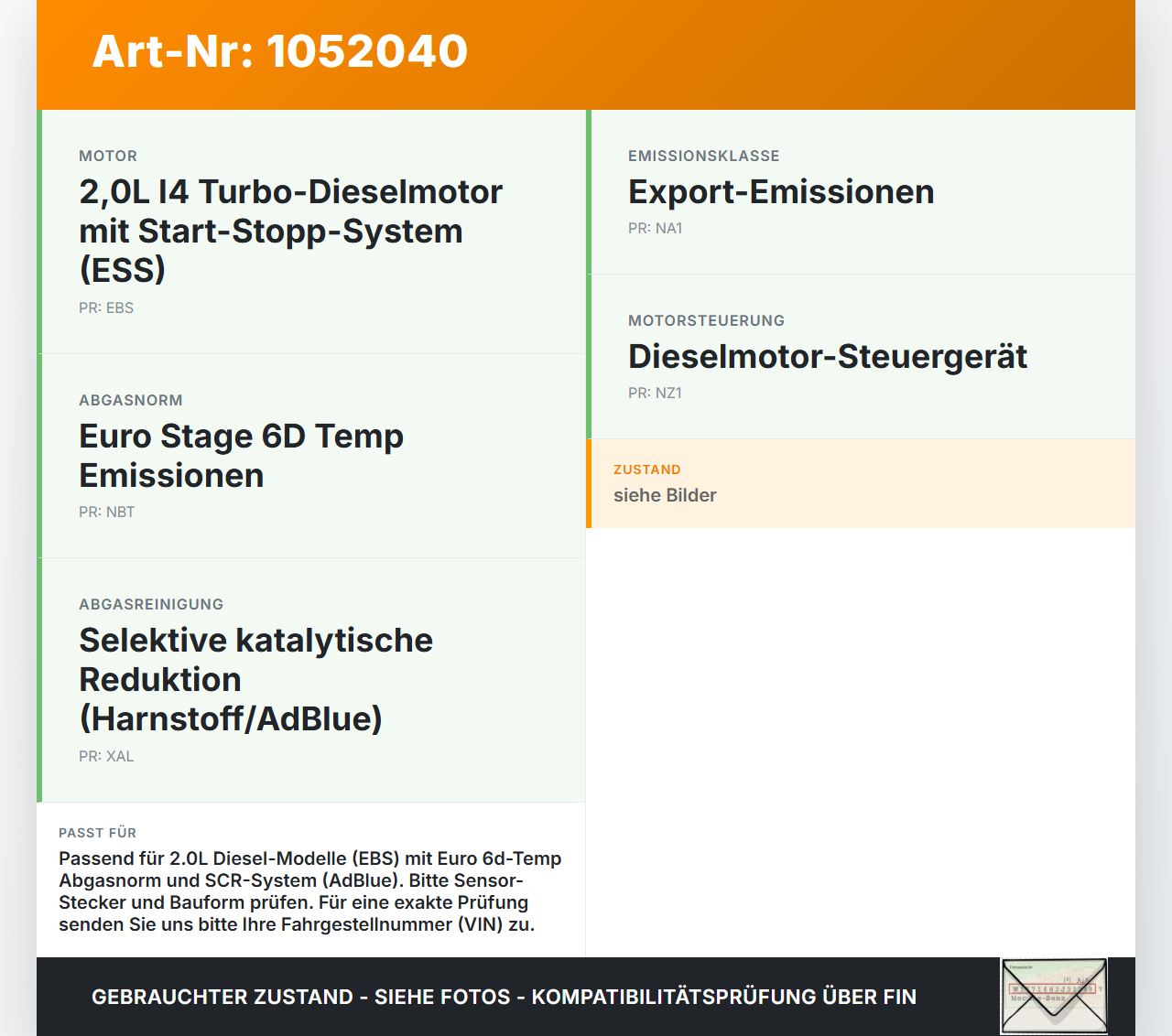 Jeep Compass II 17-21 2,0D 103KW Lambdasonde Partikelsensor Abgassensor Jeep Compass II 17-21 12.08.2019... Vorschau 3