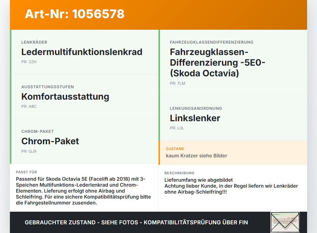 Skoda Octavia III 5E 17-20 Lenkrad ohne Airbag Lederlenkrad Schwarz Chromglanz Skoda Octavia III 5E 17-20... Vorschau 3