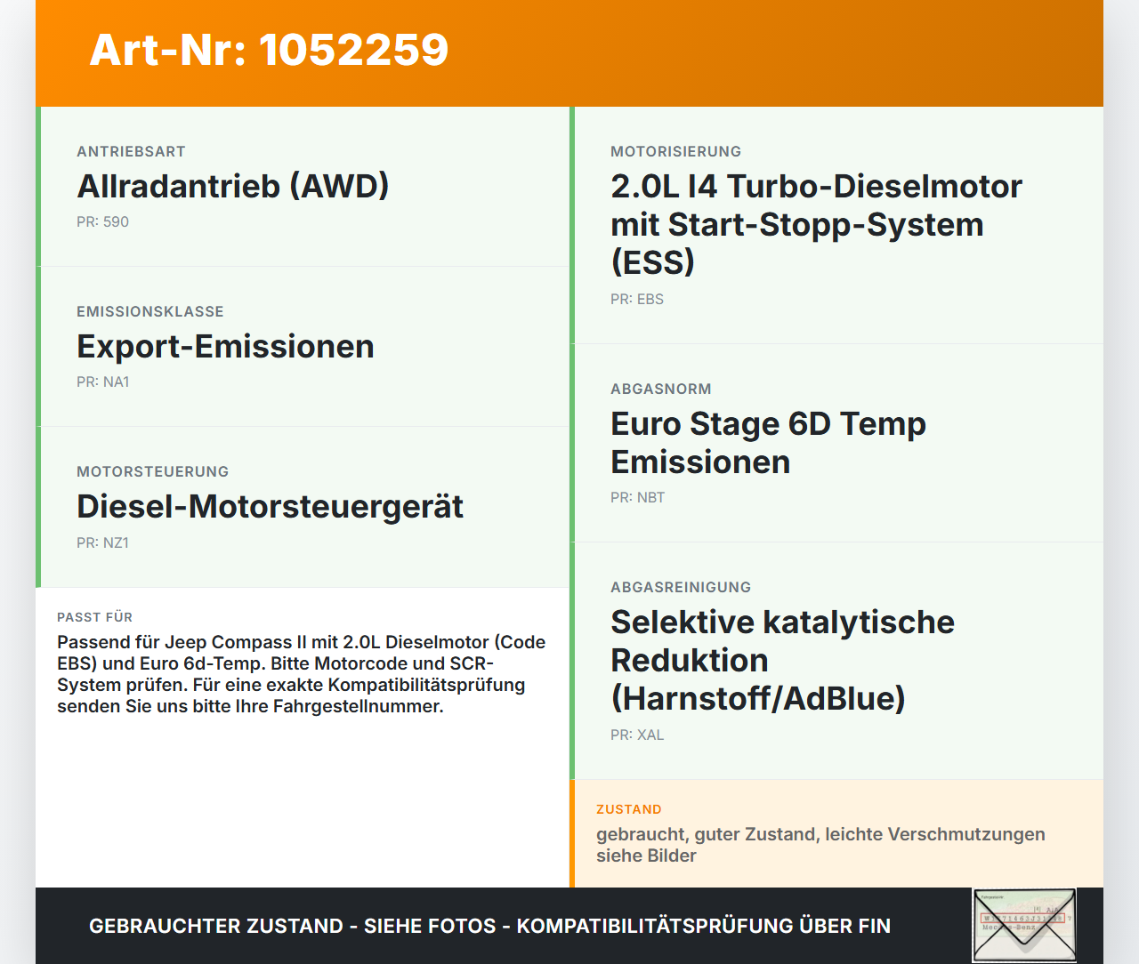 Jeep Compass II 17-21 2,0D 103KW Abgaskühlung Wärmetauscher für AGR Jeep Compass II 17-21 12.08.2019 gebraucht Vorschau 3