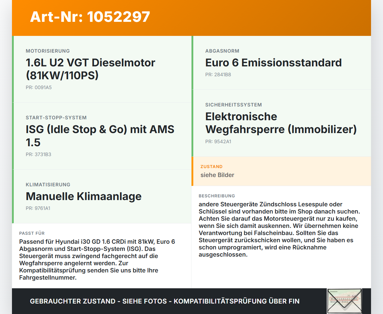 Hyundai I 30 GD 15-17 CRDi 1,6 81KW Steuergerät ECU für Motor Motorsteuergerät Hyundai I 30 GD 15-17 30.10.2015... Vorschau 3