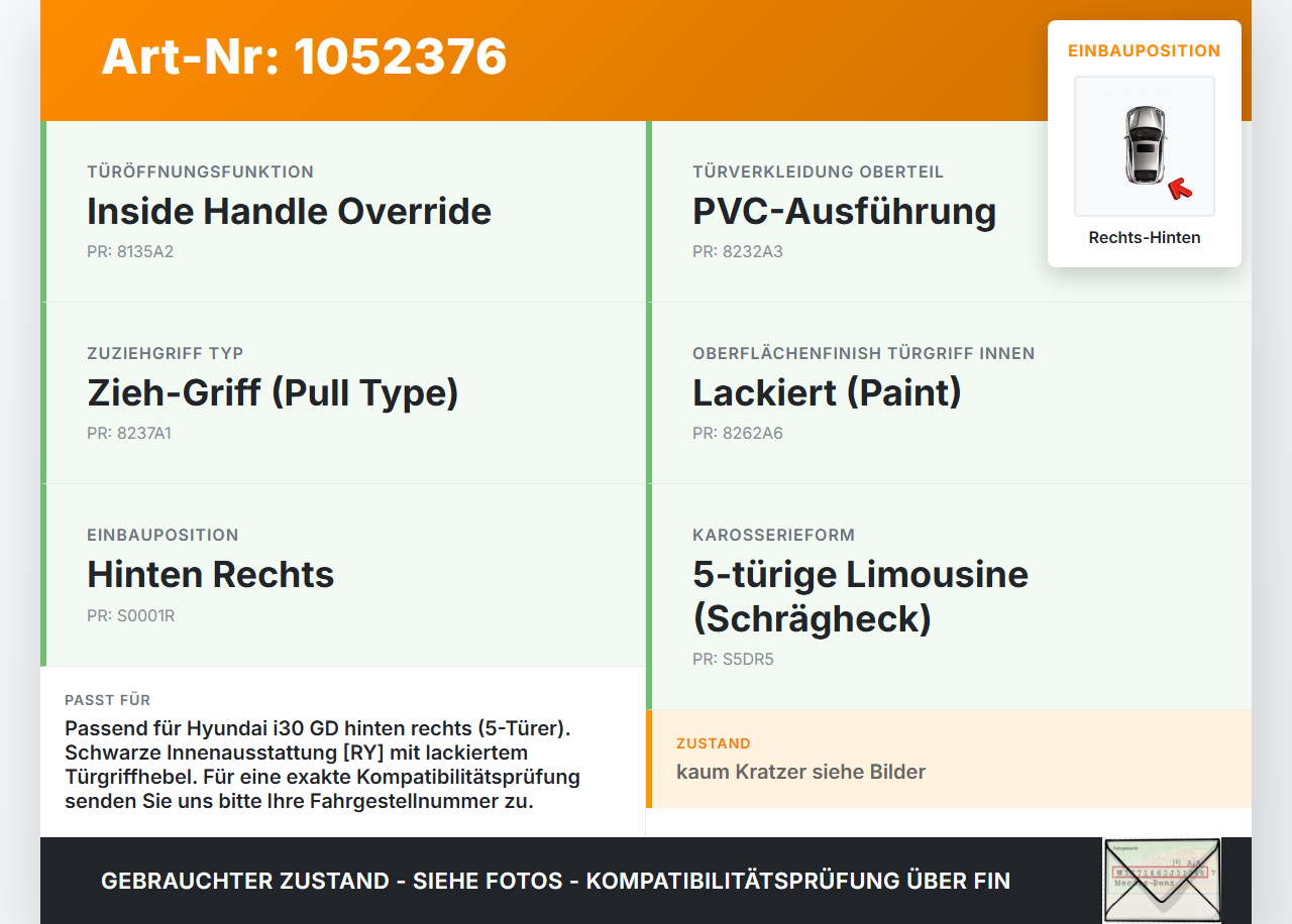 Hyundai I 30 GD 15-17 Lim Griff Griffmuschel Türgriff Innen Rechts Hinten Hyundai I 30 GD 15-17 30.10.2015 gebraucht Vorschau 3