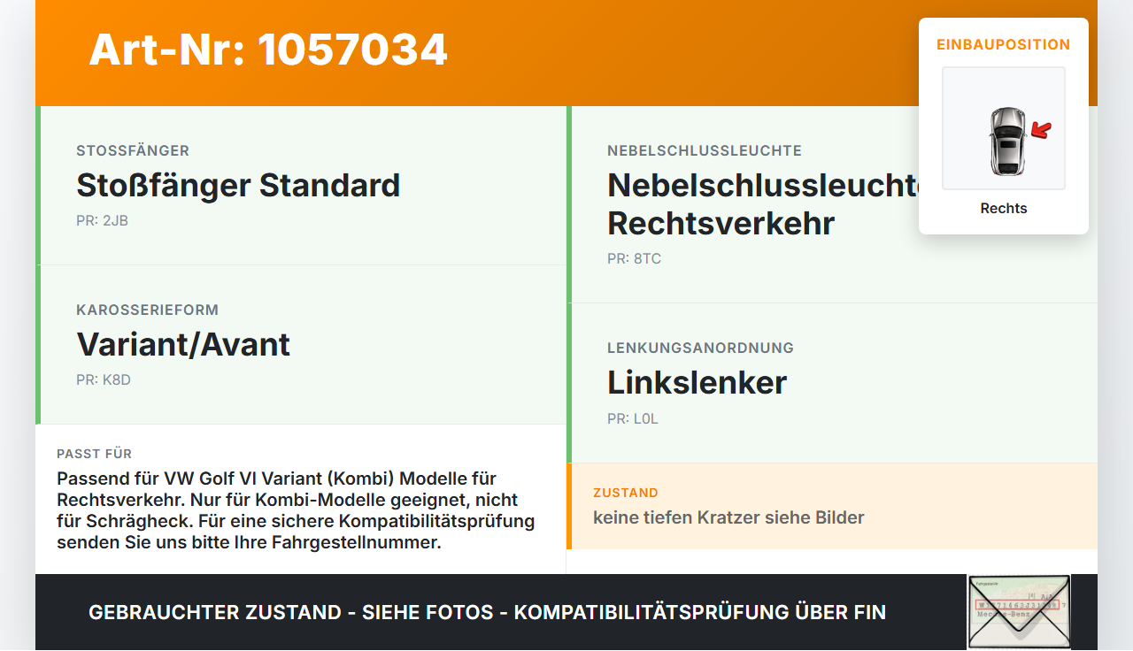 VW Golf VI 6 09-13 Kombi Rückleuchte Rücklicht Heckleuchte Rechts orig VW Golf VI 6 09-13 15.10.2012 1K9945096H... Vorschau 3
