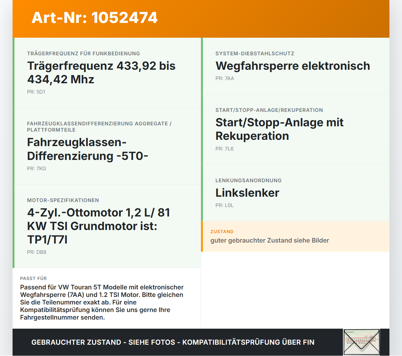VW Touran II 5T 15-24 Steuergerät ECU Modul SG Wegfahrsperre VW Touran II 5T 15-24 12.05.2016 3C0905861J 33570104... Vorschau 3