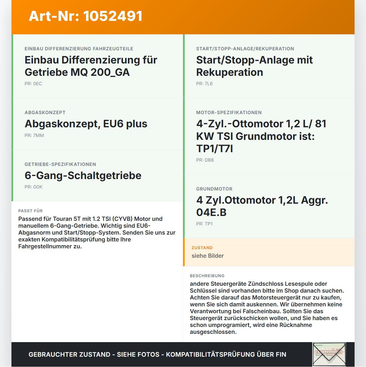 VW Touran II 5T 15-24 TSI 1,2 81KW Steuergerät ECU für Motor Motorsteuergerät VW Touran II 5T 15-24 12.05.2016... Vorschau 3