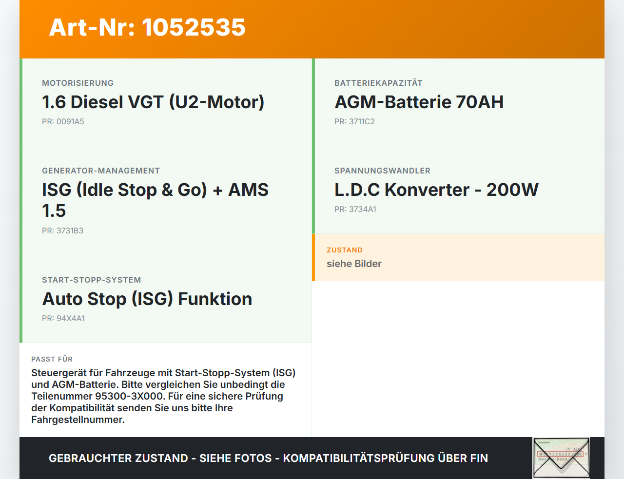 Hyundai I 30 GD 15-17 Steuergerät ECU Modul LDC SG Hyundai I 30 GD 15-17 30.10.2015 95300-3X000 39H8J0-1000 gebraucht Vorschau 3