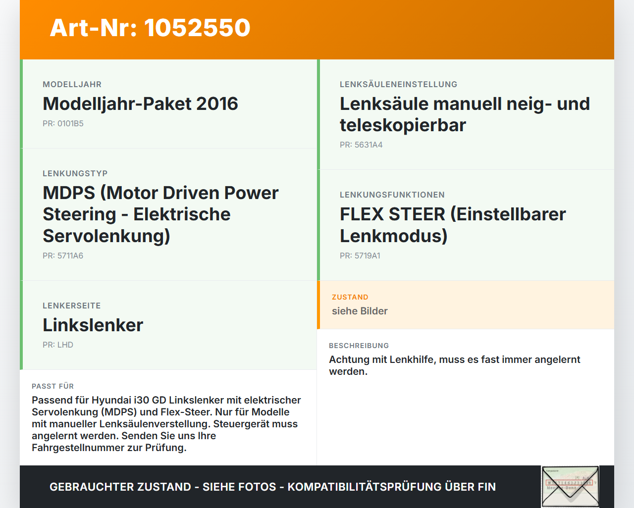 Hyundai I 30 GD 15-17 Lenkhilfe Lenksäule elektrisch Hyundai I 30 GD 15-17 30.10.2015 56300-A6010 56300A6010... Vorschau 3