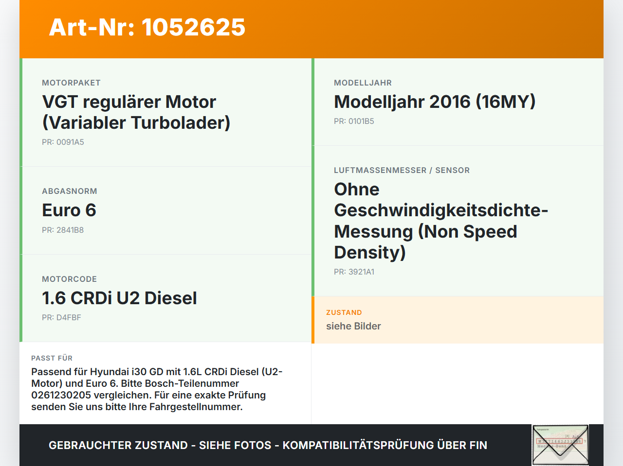 Hyundai I 30 GD 15-17 CRDi 1,6 81KW Luftdruck MAP Sensor Hyundai I 30 GD 15-17 30.10.2015 0261230205 gebraucht Vorschau 3