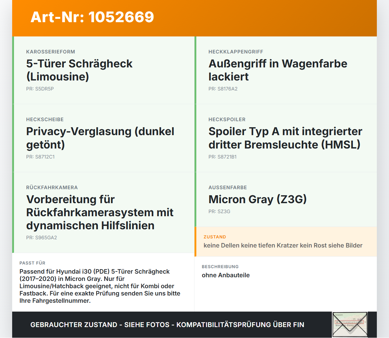 Hyundai PDE 17-20 Lim Heckklappe Kofferraumdeckel Z3G Hyundai PDE 17-20 28.03.2019 gebraucht Vorschau 3