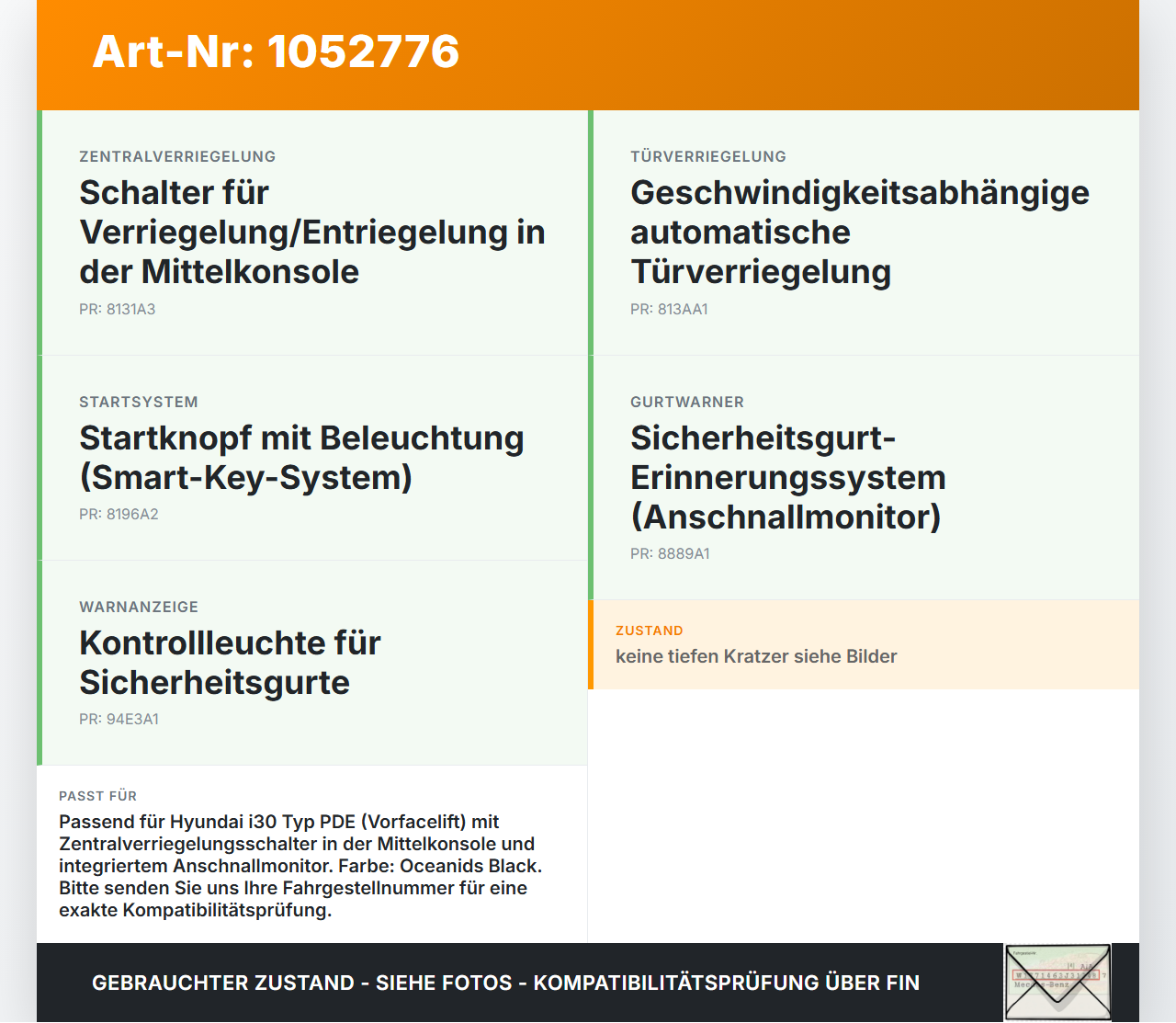 Hyundai PDE 17-20 Schalter ZV Zentralverriegelung und Anschnallmonitor Hyundai PDE 17-20 28.03.2019 93770G4000... Vorschau 3