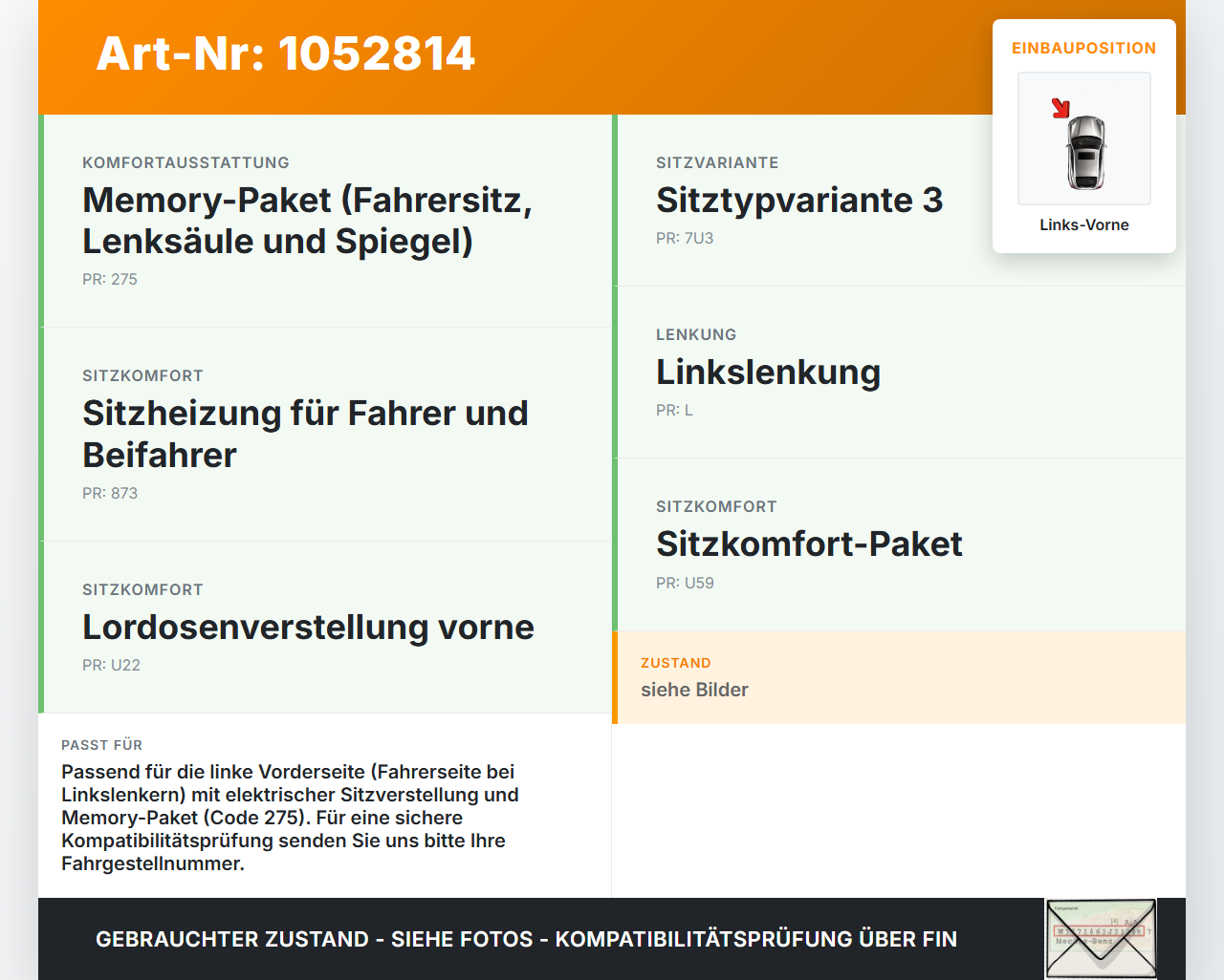 Mercedes W177 A200d 18-22 Stellmotor Antrieb für Sitz Verstellung Links Vorne Pos.2 Mercedes W177 A200d 18-22... Vorschau 3