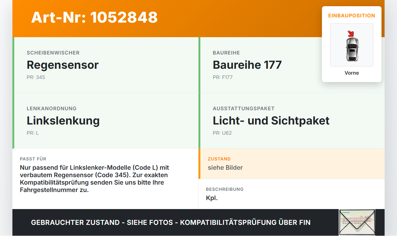 Mercedes W177 A200d 18-22 Wischermotor mit Wischergestänge Vorne Mercedes W177 A200d 18-22 12.07.2019 A1779064701... Vorschau 3