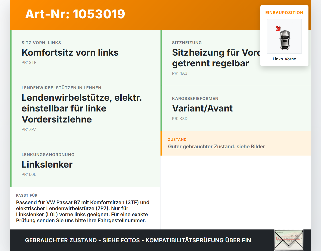 VW Passat 3C B7 10-14 Stellmotor für Elektr. Sitzverstellung Links Vorne VW Passat 3C B7 10-14 21.03.2011... Vorschau 3