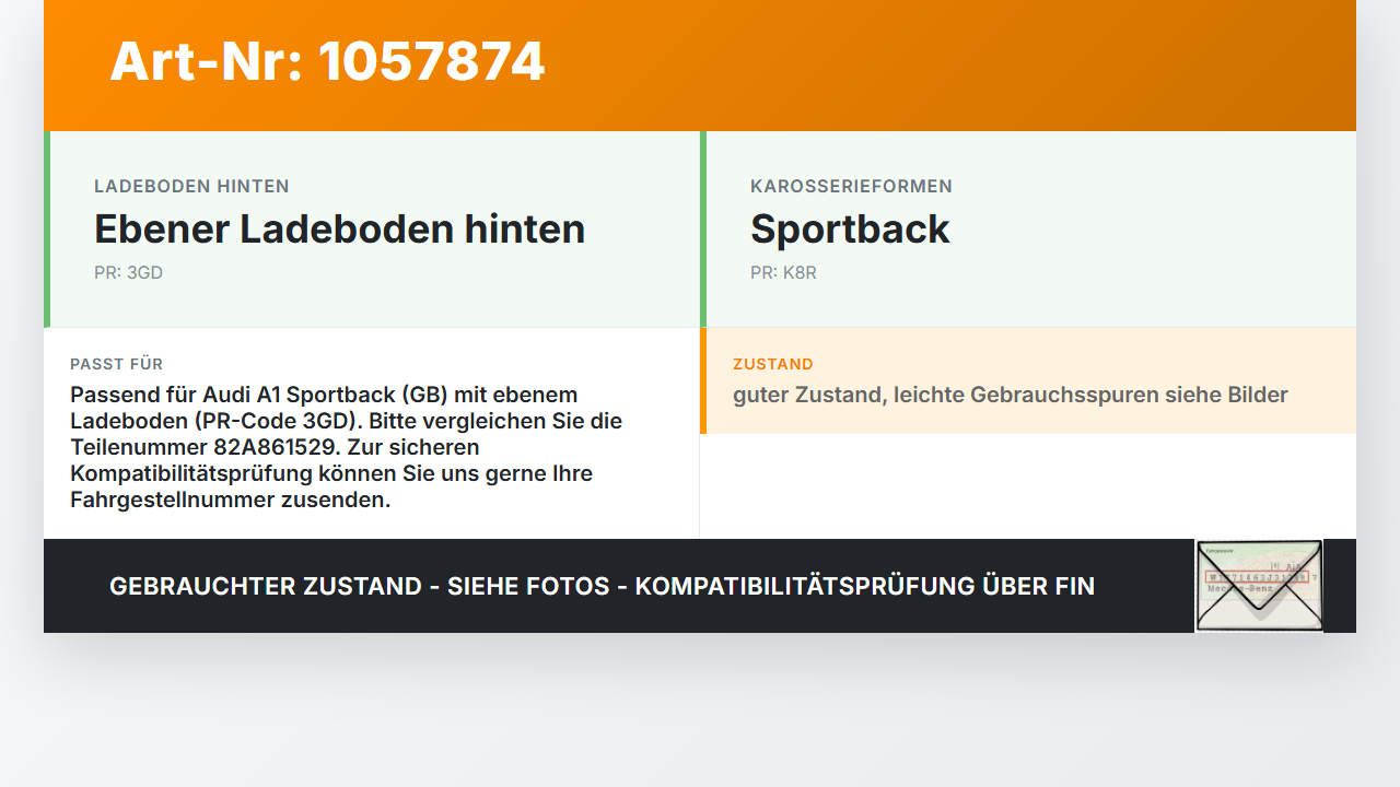 Audi A1 Sportback 18-24 Kofferraummatte Kofferraum Einlegeboden Audi A1 Sportback 18-24 29.03.2019 82A861529 gebraucht Vorschau 3