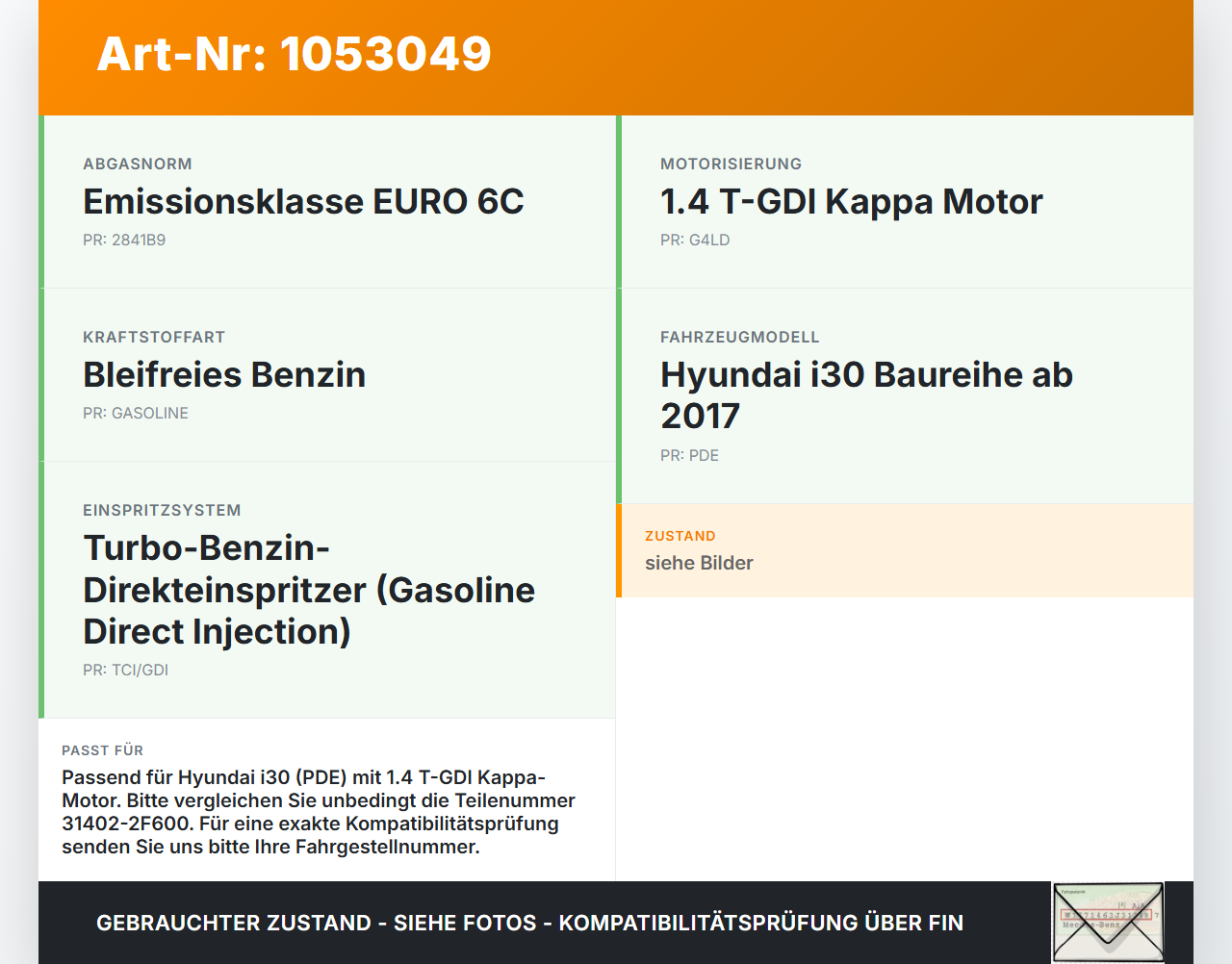 Hyundai PDE 17-20 1,4i 103KW Railsensor Drucksensor 3 Hyundai PDE 17-20 28.03.2019 31402-2F600 0281006405... Vorschau 3