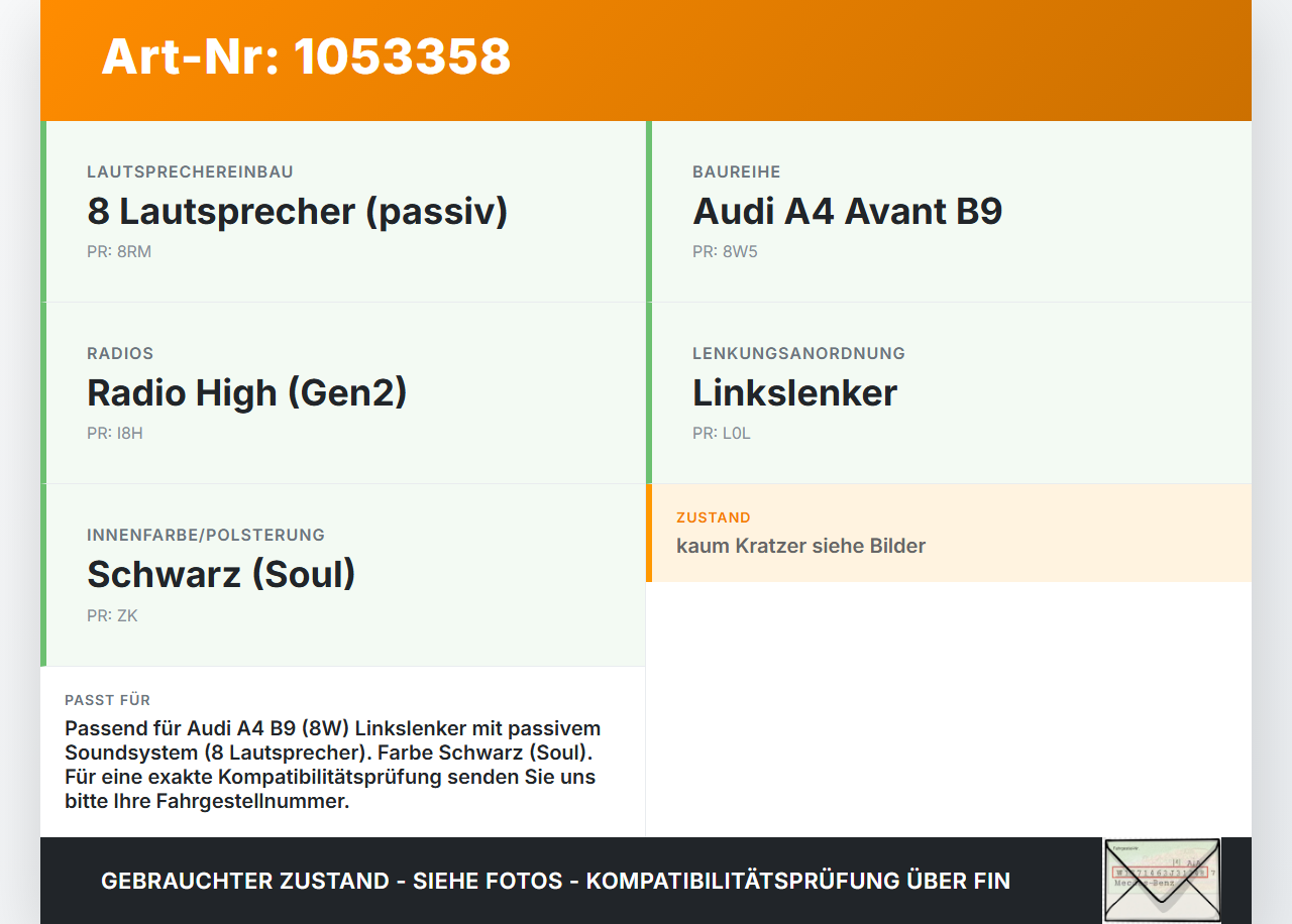 Audi A4 8W B9 15-19 Lautsprecherblende Blende für Lautsprecher Armaturenbrett Audi A4 8W B9 15-19 05.04.2016 gebraucht Vorschau 3