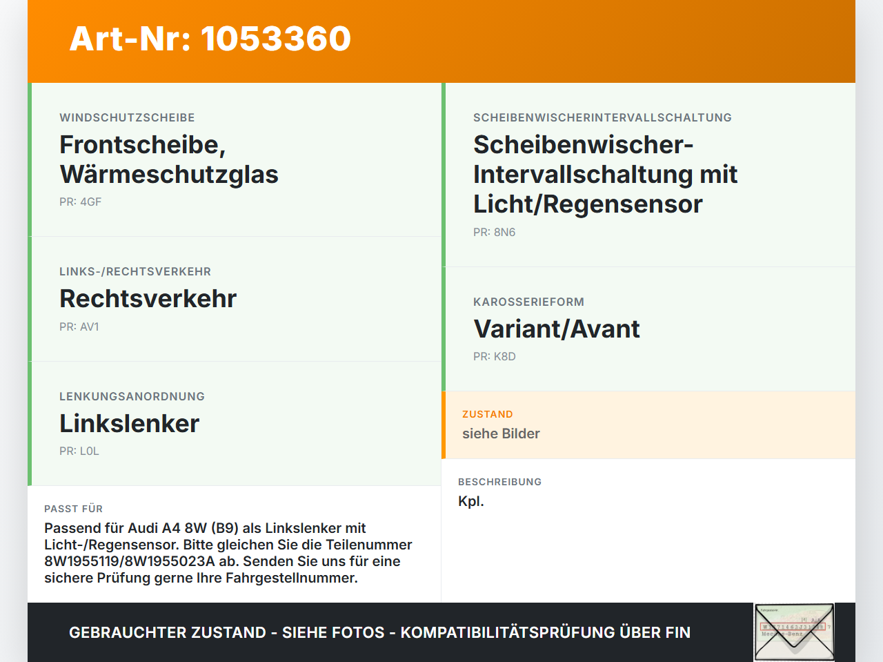 Audi A4 8W B9 15-19 Wischermotor mit Wischergestänge Audi A4 8W B9 15-19 05.04.2016 8W1955023A 8W1955119 3397021921... Vorschau 3
