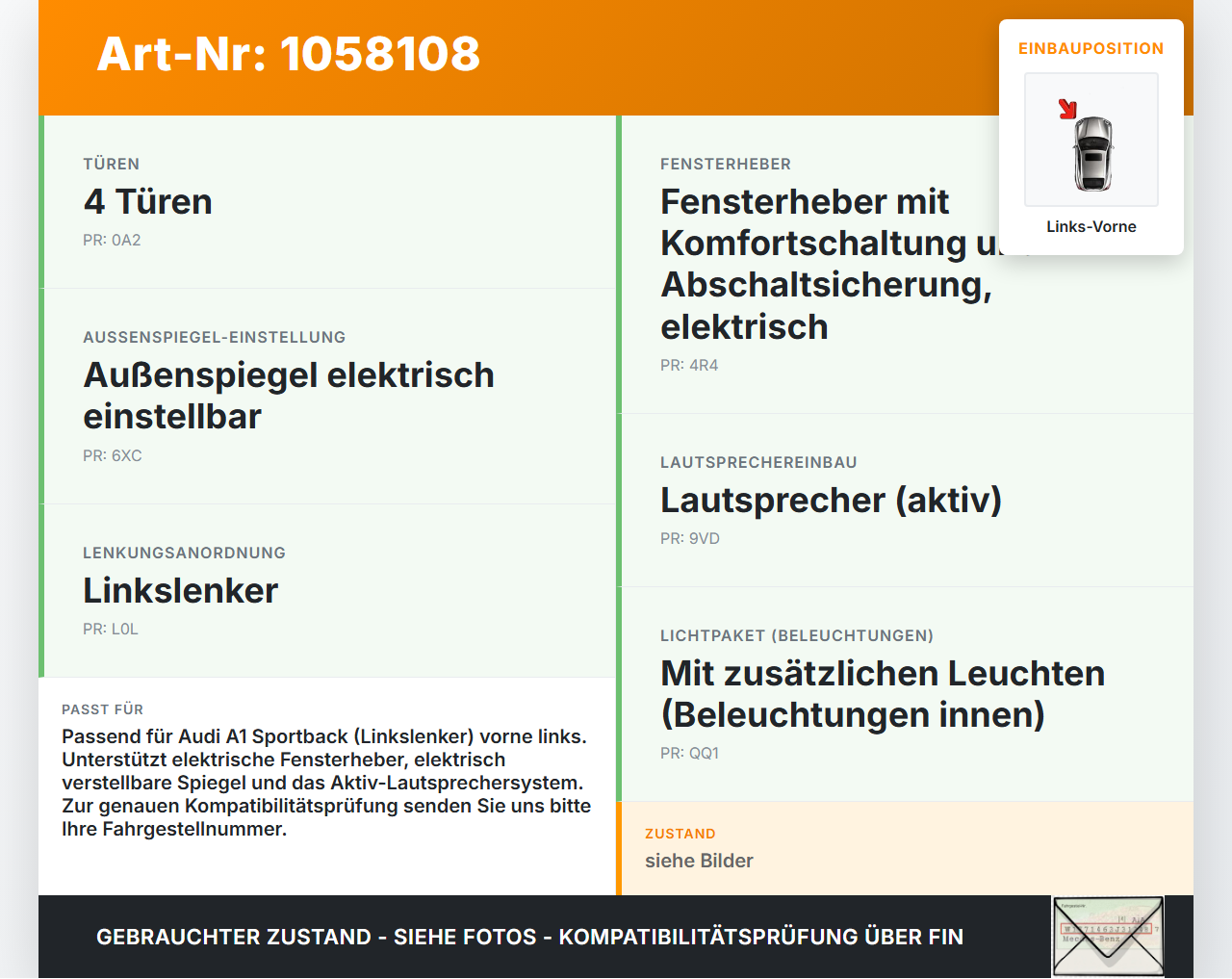 Audi A1 Sportback 18-24 Kabelbaum Tür und Fensterheber Links Vorne Audi A1 Sportback 18-24 29.03.2019 82B971029B... Vorschau 3