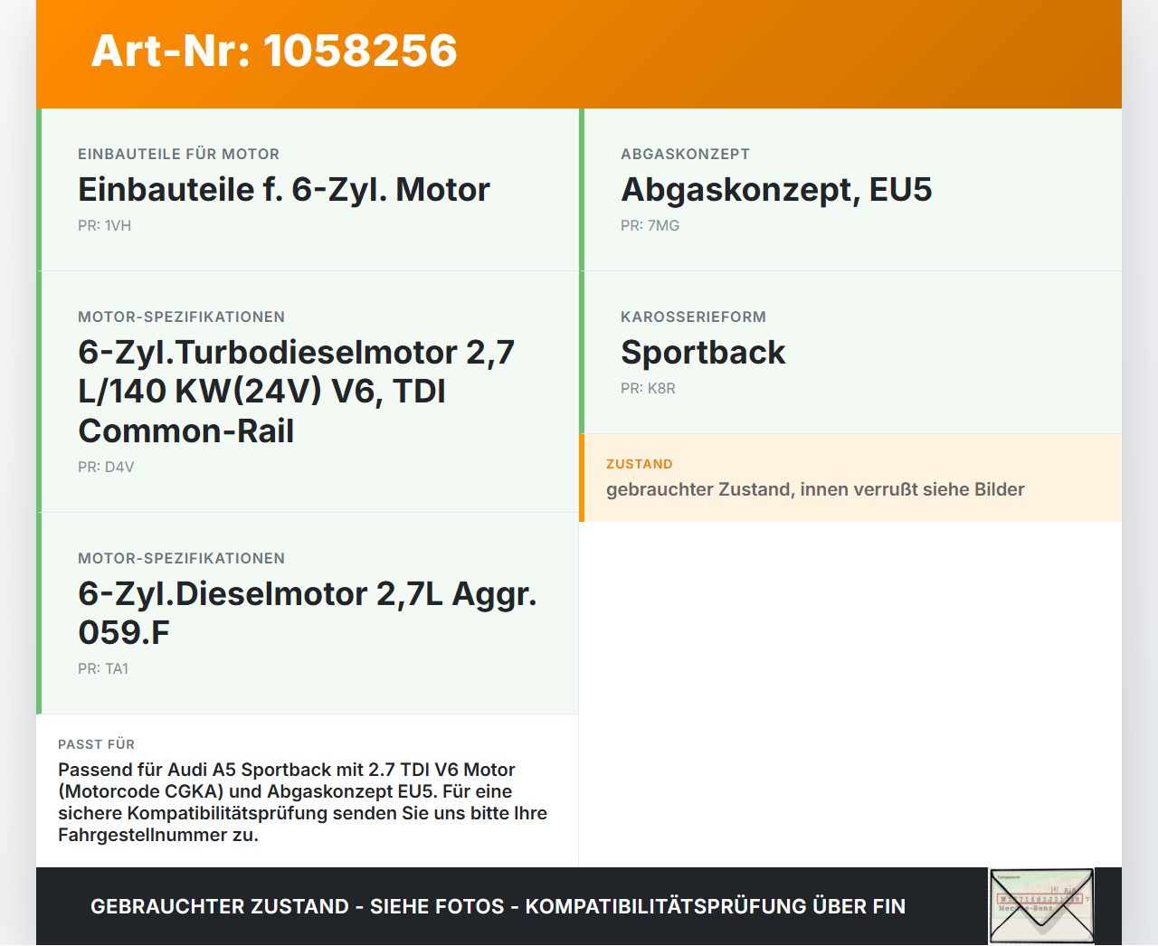 Audi Audi A5 8T 09-11 TDI 2,7 140KW Ansaugrohr Audi Audi A5 8T 09-11 20.04.2011 059145762M gebraucht Vorschau 3