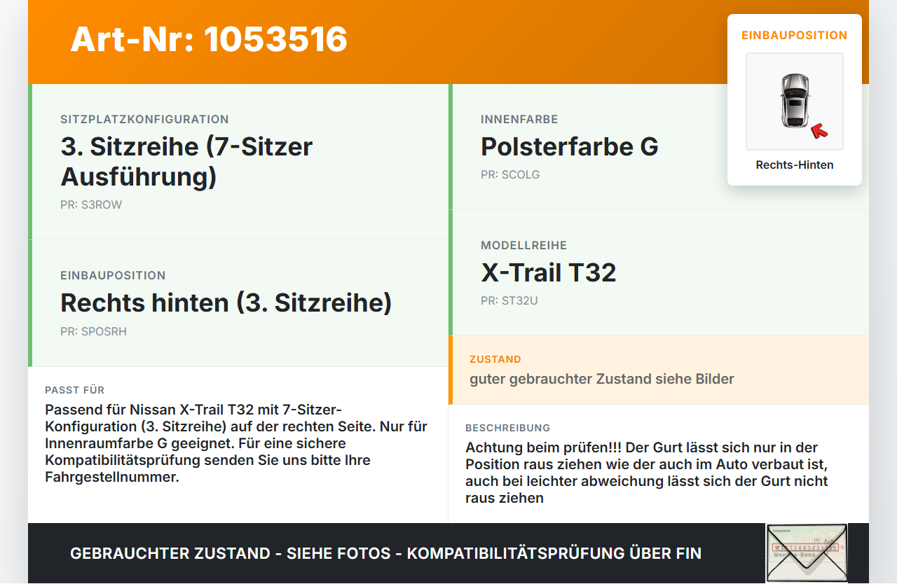 Nissan X-Trail T32 14-17 Gurt Sicherheitsgurt Rechts Hinten 3te Reihe Nissan X-Trail T32 14-17 09.03.2015... Vorschau 3