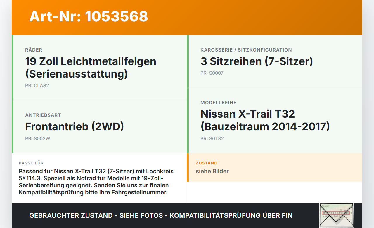 Nissan X-Trail T32 14-17 1 x Komplettrad Ersatzrad Stahlfelge 155/90R17 5X114.3 Nissan X-Trail T32 14-17 09.03.2015... Vorschau 3