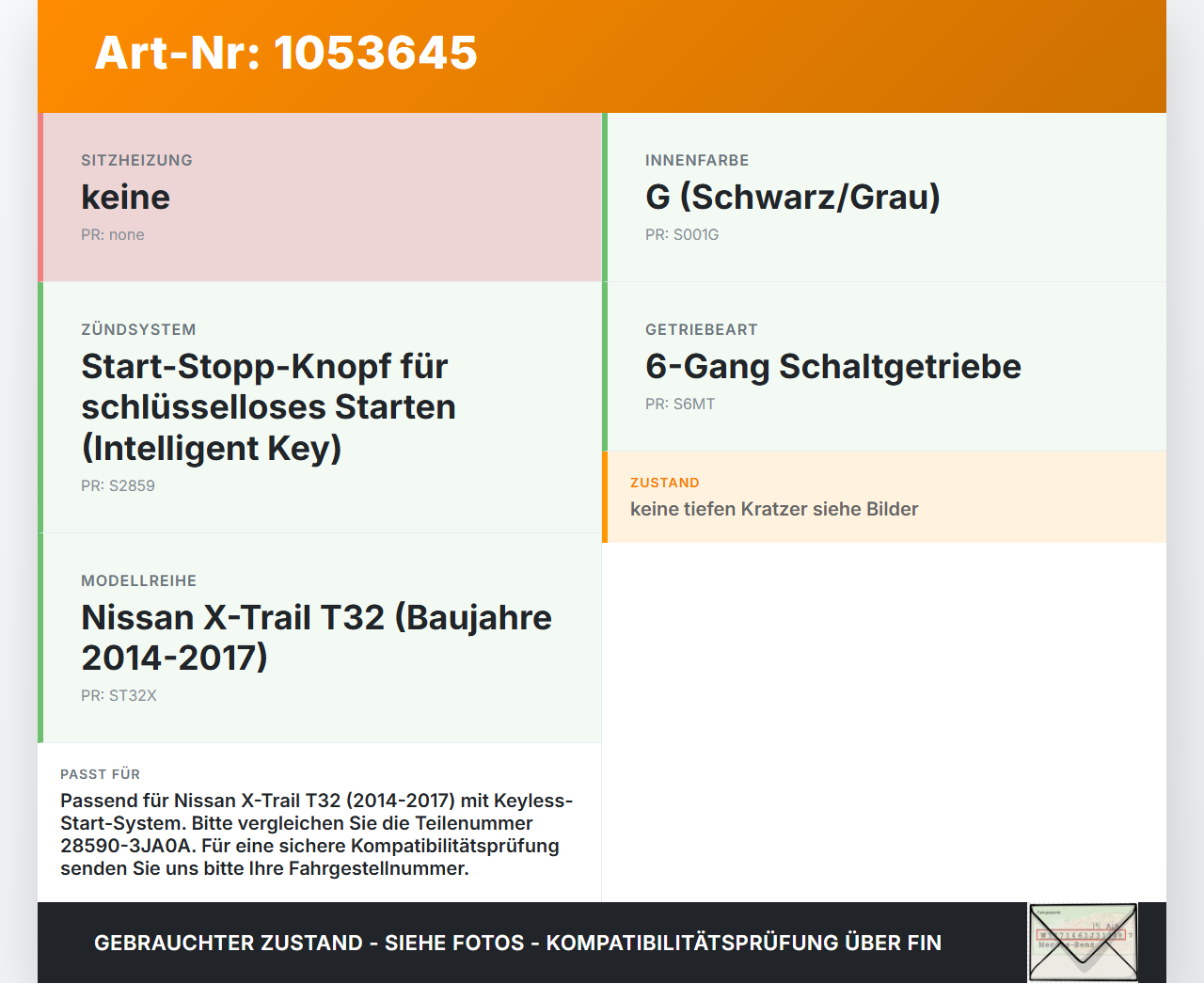 Nissan X-Trail T32 14-17 Start Stop Engine Schalter Zündschalter Nissan X-Trail T32 14-17 09.03.2015 28590-3JA0A... Vorschau 3