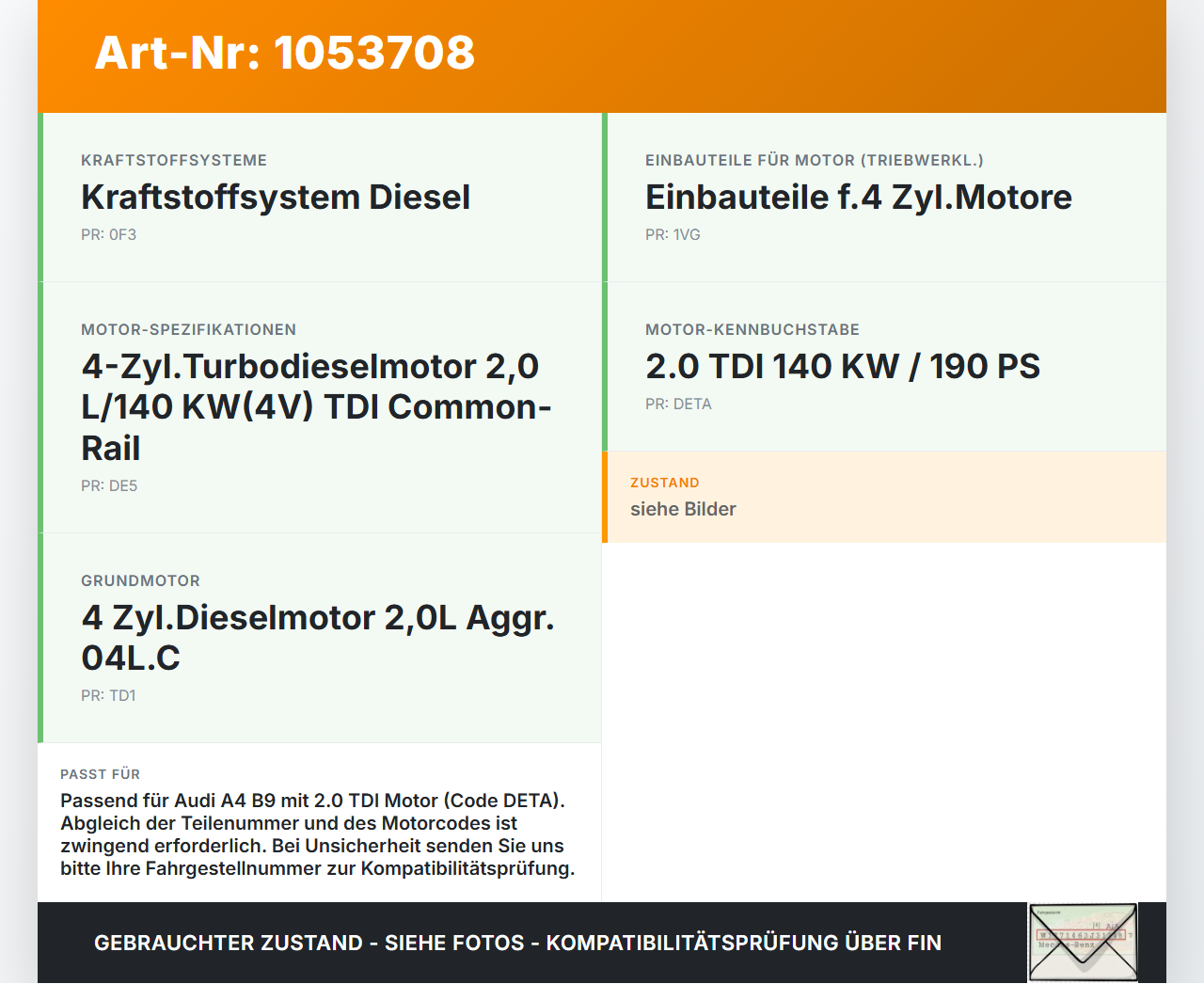 Audi A4 8W B9 15-19 TDI 2,0 110KW DETA Nockenwellenverstellung Verstellung für Nockenwelle Audi A4 8W B9 15-19... Vorschau 3