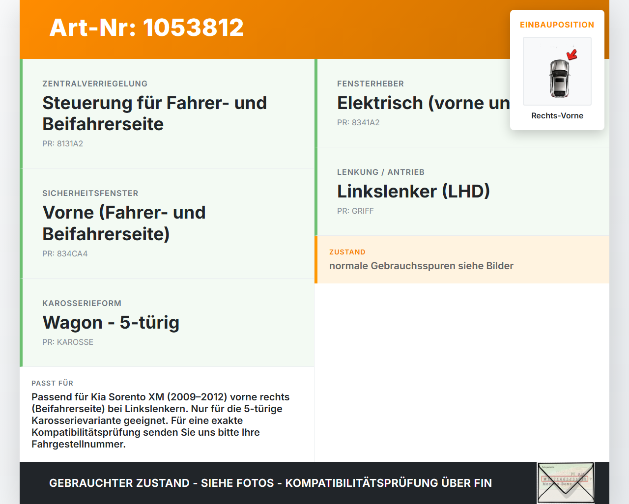 Kia Sorento XM 09-12 Türfangband Türbremse Türanschlag Rechts Vorne Kia Sorento XM 09-12 19.05.2010 gebraucht Vorschau 3