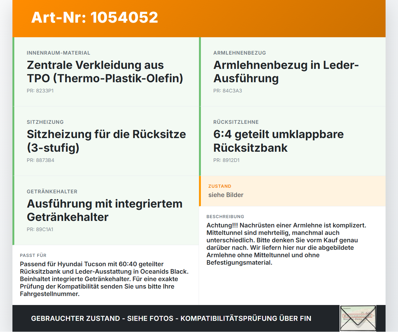 Hyundai Tucson TL 15-18 Armlehne Mittelarmlehne Auflage mit Becherhalter für Rücksitzbank Hyundai Tucson TL 15-18... Vorschau 3