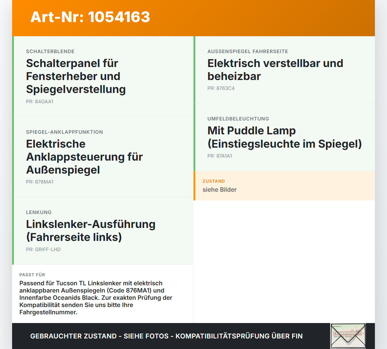 Hyundai Tucson TL 15-18 Spiegelverstellung Aussenspiegel Schalter Hyundai Tucson TL 15-18 30.03.2017 93573-D3000... Vorschau 3