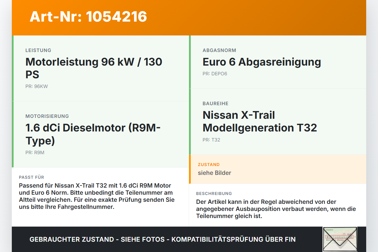 Nissan X-Trail T32 14-17 dCi 1,6 96KW Injektor Einspritzdüse Zyl.3 Nissan X-Trail T32 14-17 09.03.2015 0445110546... Vorschau 3