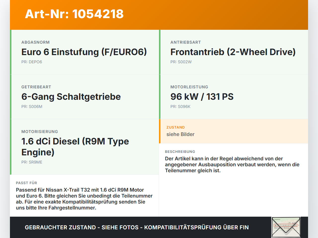 Nissan X-Trail T32 14-17 dCi 1,6 96KW Injektor Einspritzdüse Zyl.2 Nissan X-Trail T32 14-17 09.03.2015 0445110546... Vorschau 3