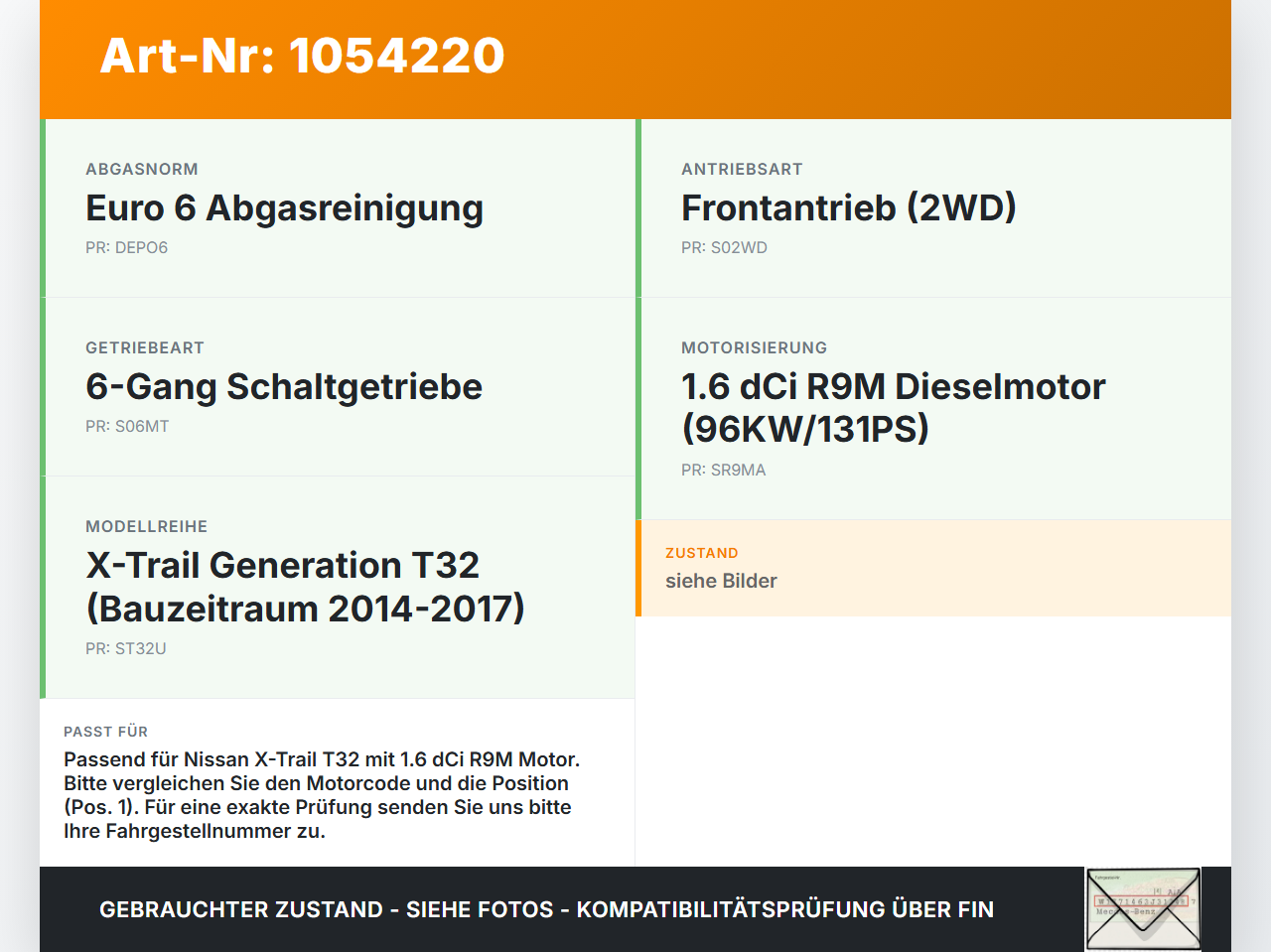 Nissan X-Trail T32 14-17 dCi 1,6 96KW R9M414 Riemenscheibe für Nockenwelle Pos.1 Nissan X-Trail T32 14-17... Vorschau 3