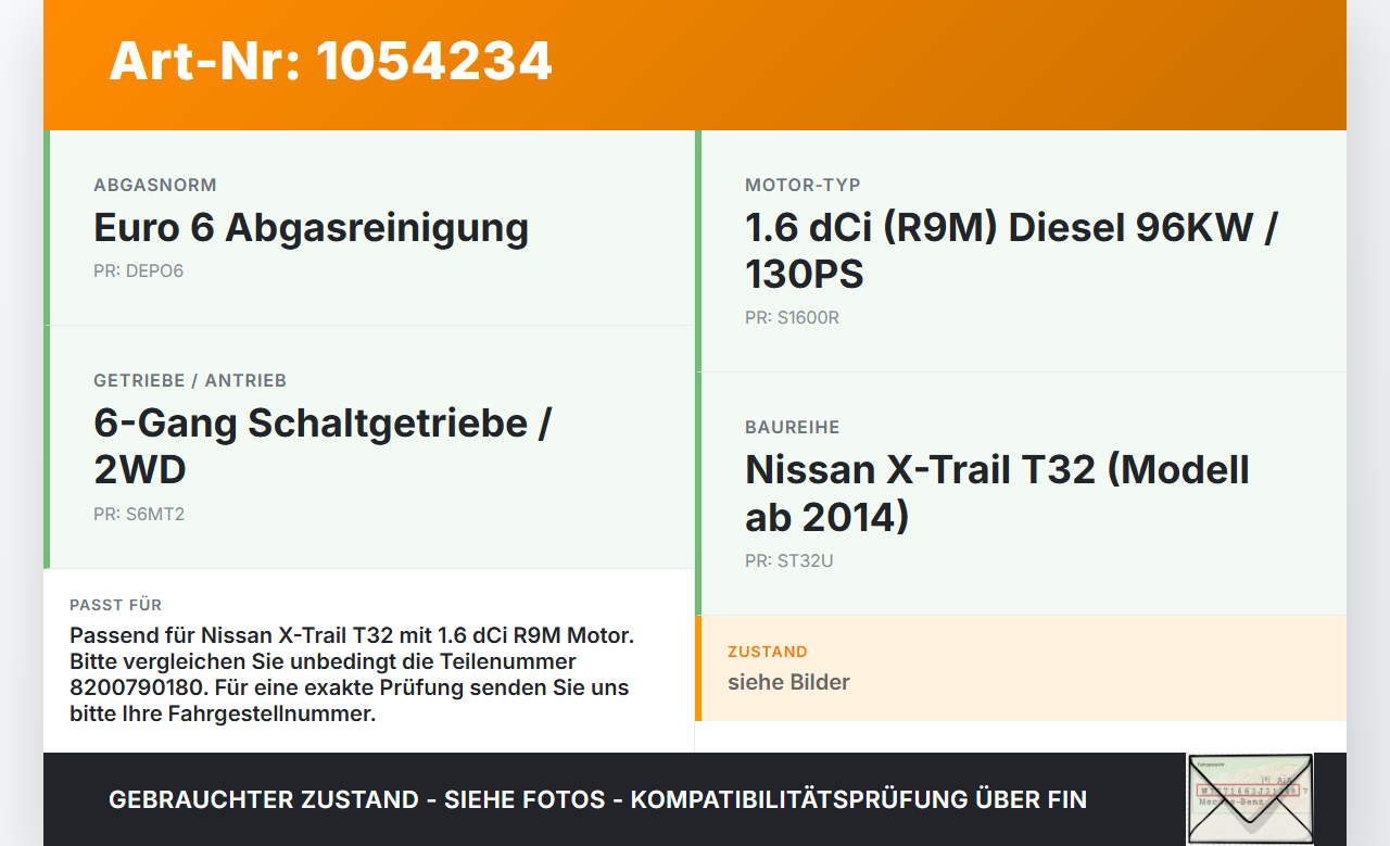 Nissan X-Trail T32 14-17 dCi 1,6 96KW Magnetventil Nissan X-Trail T32 14-17 09.03.2015 8200790180 7.01814.05 gebraucht Vorschau 3