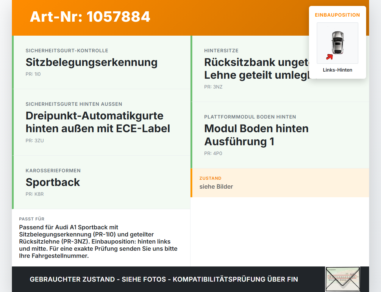 Audi A1 Sportback 18-24 Gurtschloss Links und Mitte Hinten Audi A1 Sportback 18-24 29.03.2019 6F0857739B gebraucht Vorschau 3