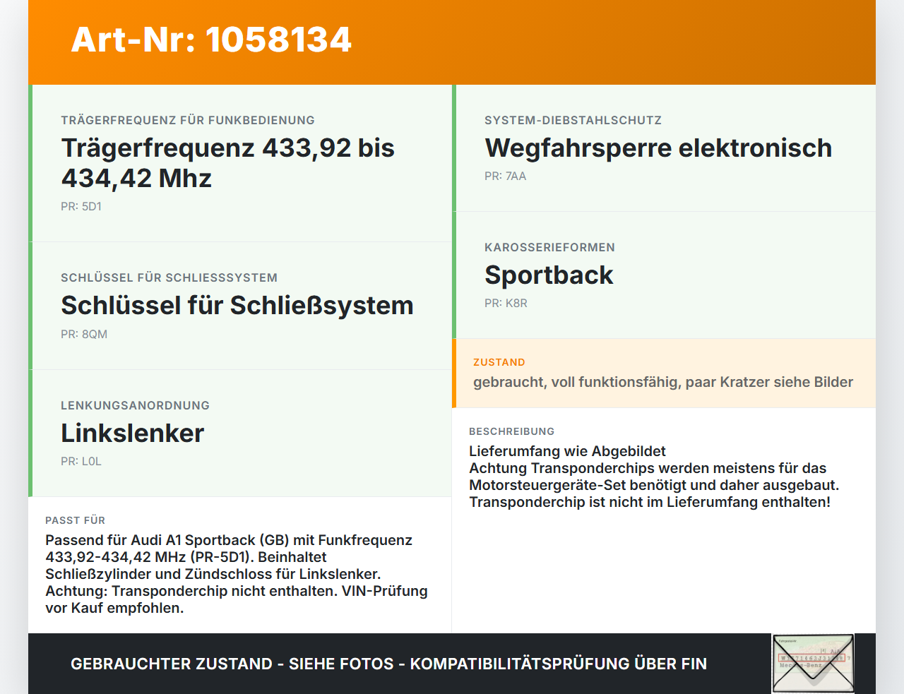 Audi A1 Sportback 18-24 Schliesszylinder Zündschloss Schlüssel Schliessanlage Audi A1 Sportback 18-24 29.03.2019... Vorschau 3
