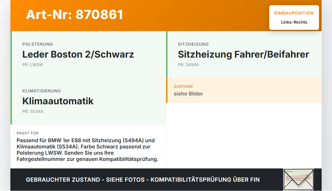 BMW 1er E88 125I 07-11 Sitzheizung Schalter Regler Links und Rechts BMW 1er E88 125I 07-11 26.10.2007 9181253... Vorschau 3