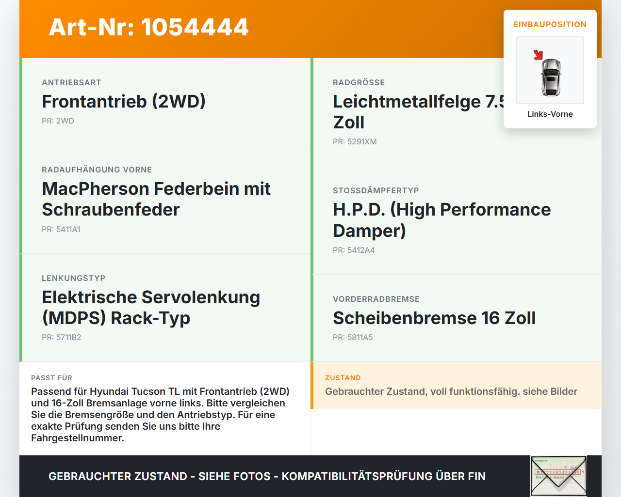 Hyundai Tucson TL 15-18 1,6 130KW Achsschenkel Radnabe Links Vorne Hyundai Tucson TL 15-18 30.03.2017 gebraucht Vorschau 3