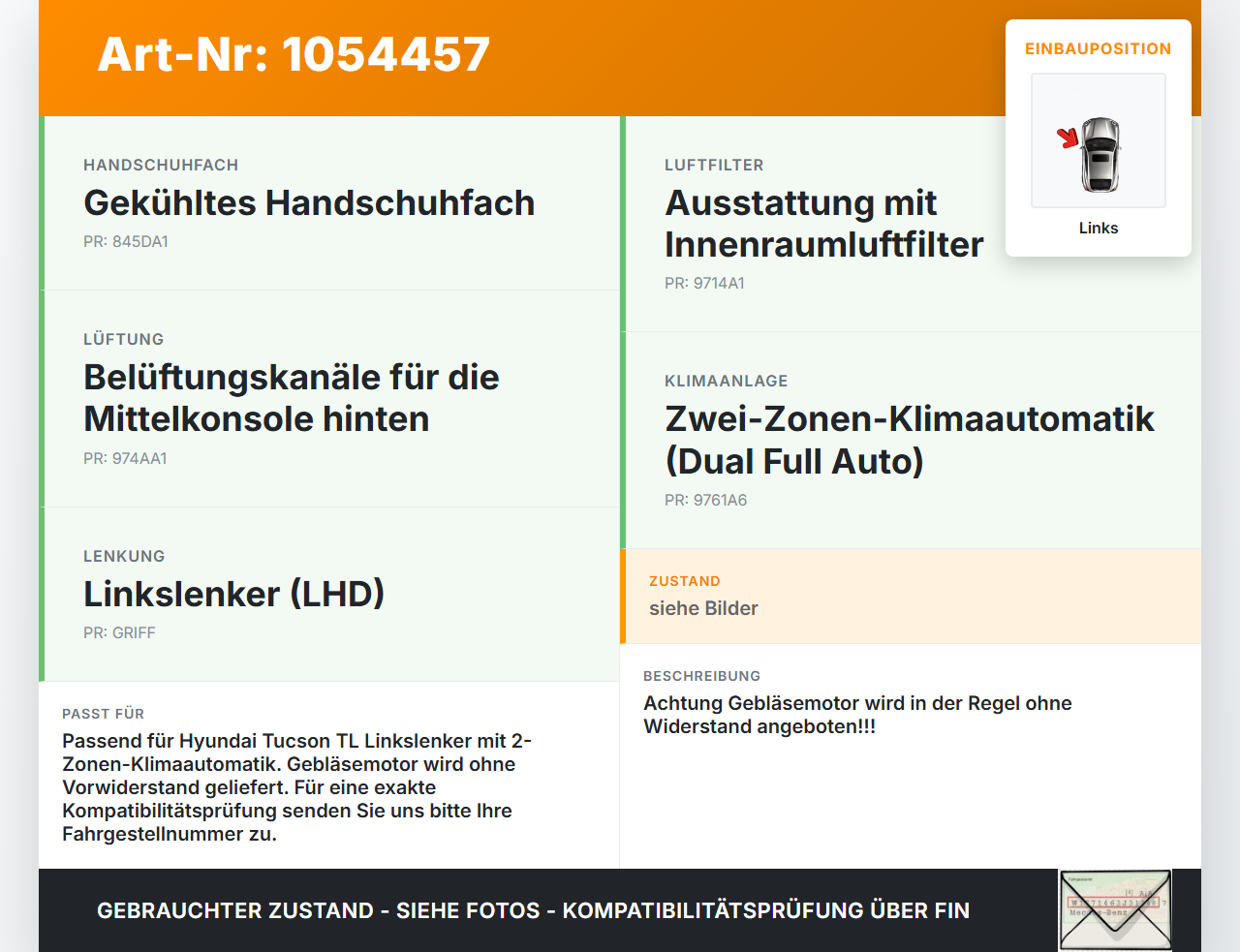 Hyundai Tucson TL 15-18 Gebläsemotor Lüftermotor Heizungsgebläse Links Hyundai Tucson TL 15-18 30.03.2017 D316NFFAA... Vorschau 3