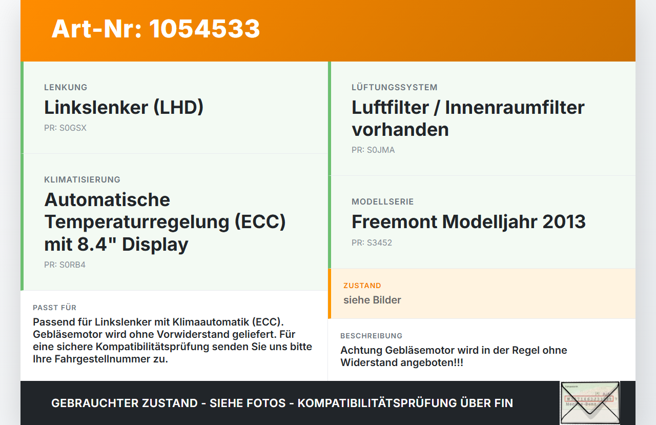 Fiat Freemont 11-16 Gebläsemotor Lüftermotor Heizungsgebläse Fiat Freemont 11-16 17.02.2011 A29084-110 T000393G... Vorschau 3